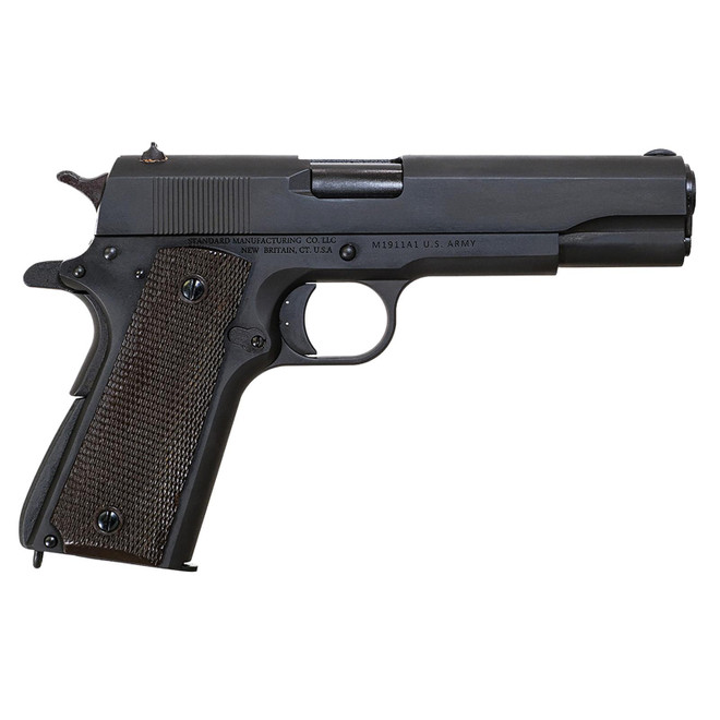 Standard Mfg 1911 Government Full Size Frame 45 ACP 7+1 5" Black Steel Barrel, Black Parkerized Steel Serrated Slide, Black Parkerized Steel Frame w/Beavertail, Textured Grip