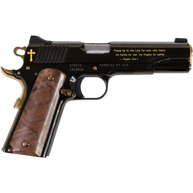 Cnc Firearms CNCCRUS1911 Kimber 1911 Crusader Limited Edition 45 ACP 7+1 5" Diamond Like Coating w/24kt Gold Inlay Frame, Walnut Grip