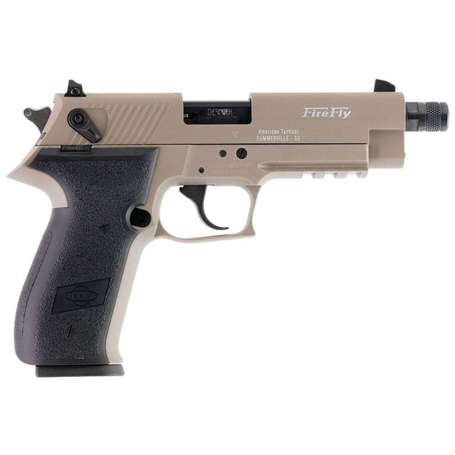 GSG GERG2213TFFTA FireFly 22 LR 13+1 4.90" Black Threaded Barrel, Tan Aluminum Serrated Slide, Tan Aluminum Frame w/Picatinny Rail, Textured Grip