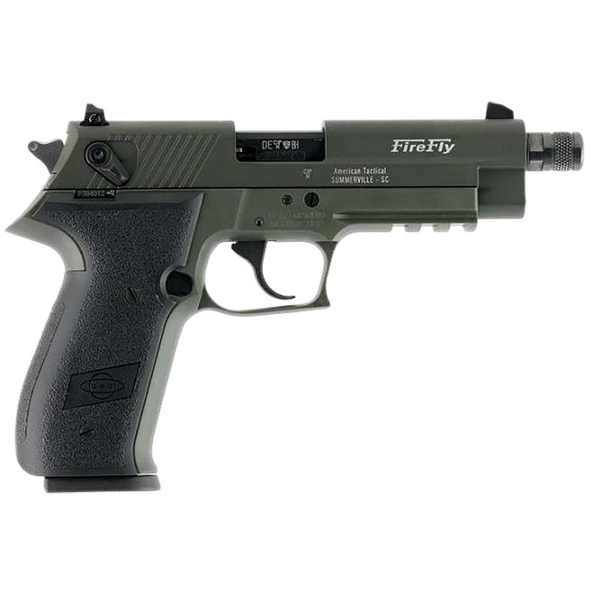 GSG GERG2213TFFGA FireFly 22 LR 13+1 4.90" Black Threaded Barrel, Green Aluminum Serrated Slide, Green Aluminum Frame w/Picatinny Rail, Textured Grip