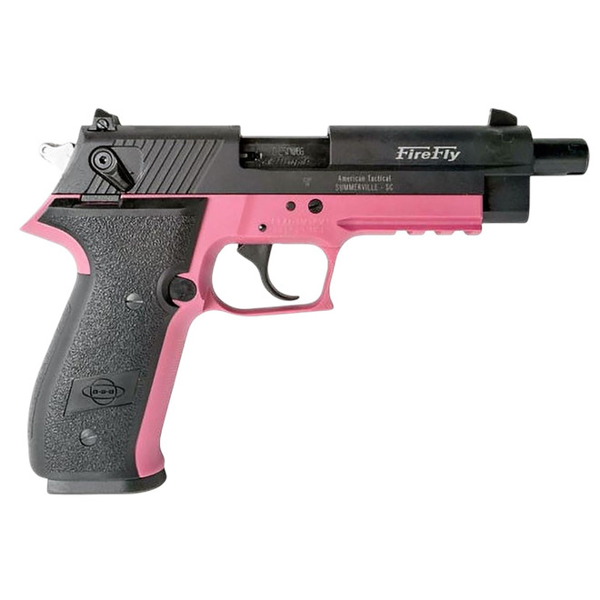 GSG GERG2213TFFPA FireFly 22 LR 13+1 4.90" Black Threaded Barrel, Aluminum Serrated Slide, Pink Aluminum Frame w/Picatinny Rail, Textured Grip