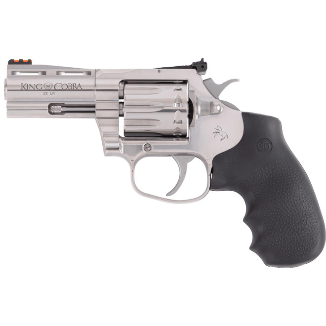 Colt Mfg KCOBRA22SP3RFO King Cobra 22 LR 10 Shot 3" Stainless Vent Rib Barrel, Stainless Cylinder & Frame, Black Rubber Grip