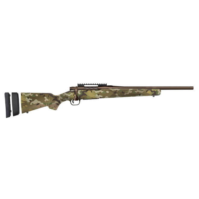 Mossberg 28281 Patriot Super Bantam Youth 350 Legend 4+1 18" Patriot Brown Cerakote Threaded Bull Barrel, Patriot Brown Cerakote Steel Receiver w/Picatinny Rail, MultiCam Fixed Synthetic Stock