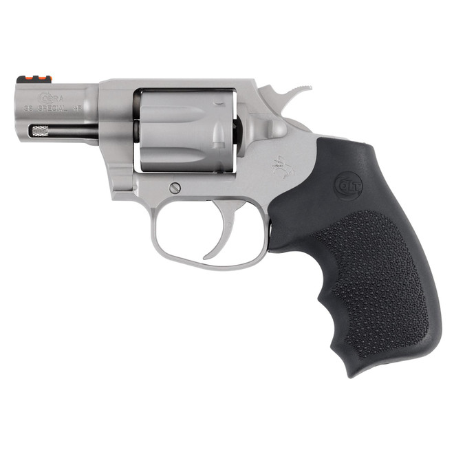 Colt Mfg COBRASM2RFO Cobra 38 Special +P 6rd Shot 2" Matte Stainless Barrel, Cylinder & Frame, Black Hogue Overmolded Grip, Exposed Hammer