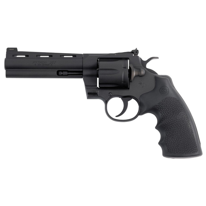 Colt Mfg PYTHONBM5RNS Python 357 Mag/38 Special 6 Shot 5" Matte Blued Vent Rib Carbon Steel Barrel, Cylinder & Frame, Black Rubber Grip, Exposed Hammer