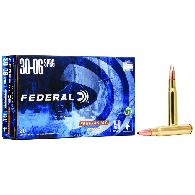 Federal 3006150LFA Power-Shok 30-06Springfield 150gr Copper Hollow Point 20 Per Box/10 Case