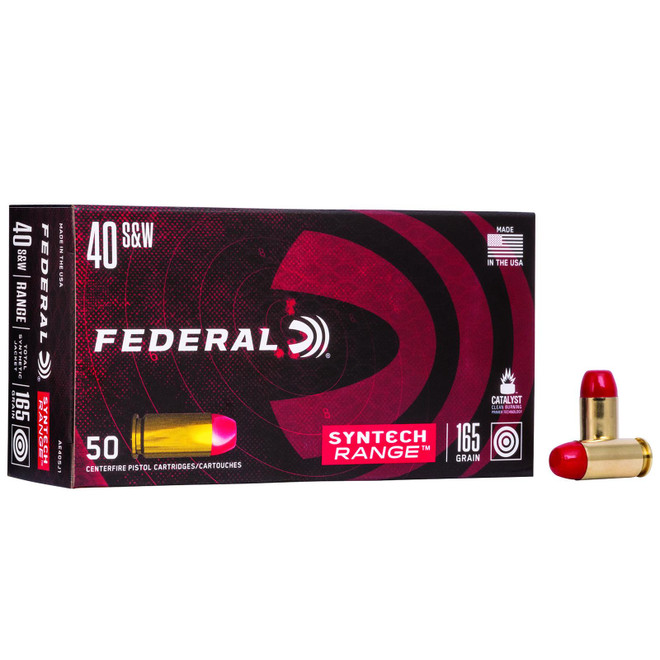 Federal AE40SJ1 American Eagle Syntech Range 40S&W 165gr Total Syntech Jacket Flat Nose 50 Per Box/10 Case