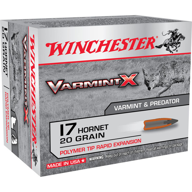 Winchester Ammo X17P Varmint X 17Hornet 20gr Polymer Tip Rapid Expansion 20 Per Box/10 Case