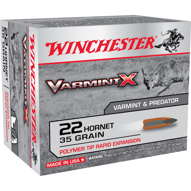 Winchester Ammo X22P Varmint X 22Hornet 35gr Polymer Tip Rapid Expansion 20 Per Box/10 Case