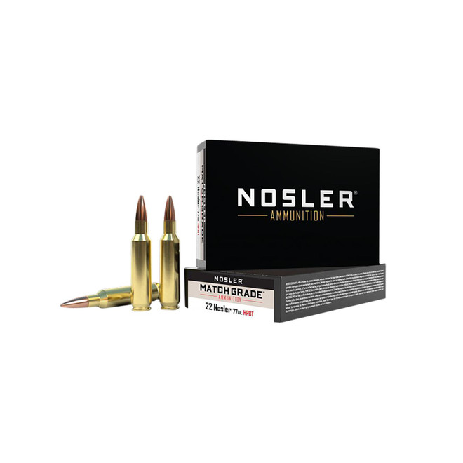 Nosler 60016 Match Grade 22Nosler 77gr Custom Competition Hollow Point Boat Tail 20 Per Box/10 Case