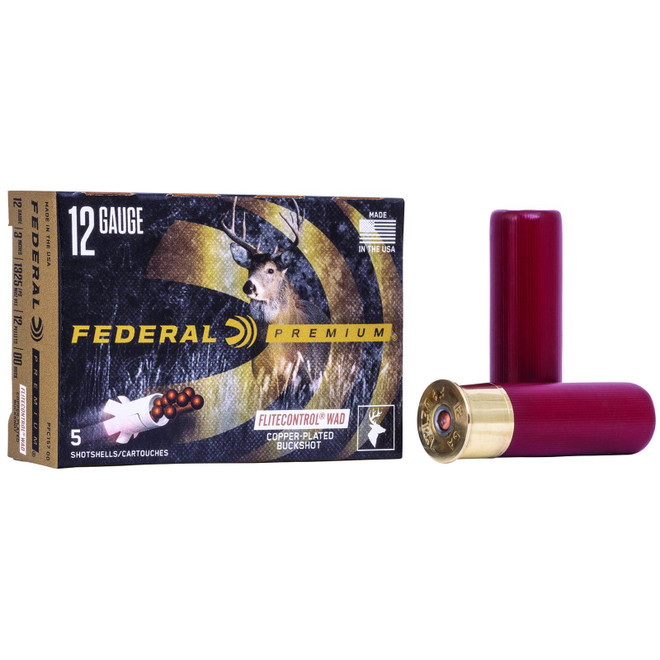 Federal PFC15700 Premium Vital-Shok 12Gauge 3" 12Pellets 00BuckShot 5 Per Box/50 Case