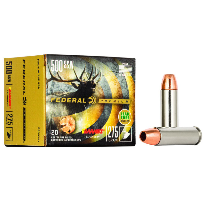 Federal P500XB1 Premium 500S&W Mag 275gr Barnes Expander BRX 20 Per Box/10 Case