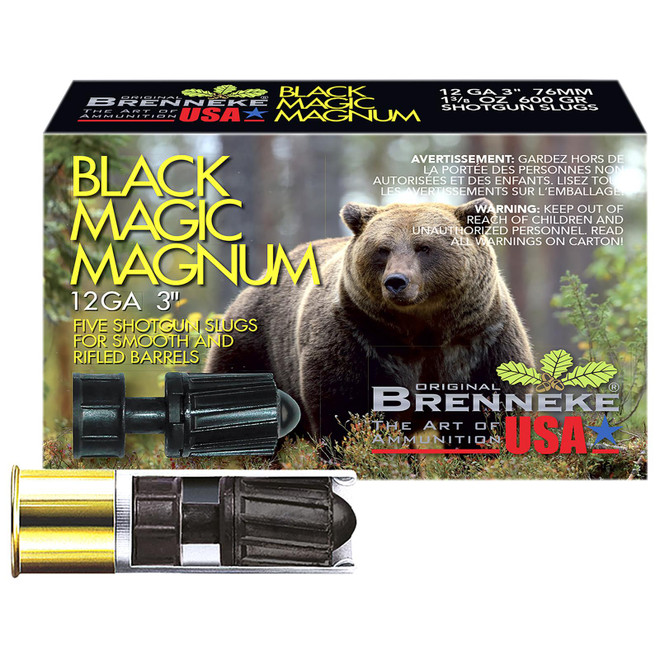 Brenneke SL123BMM Black Magic Magnum 12Gauge 3" 1 3/8oz Slug Shot 5 Per Box/50 Case