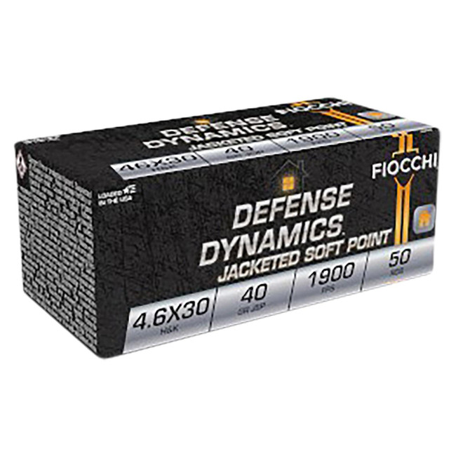 Fiocchi 46EXB Defense Dynamics 4.6x30mmH&K 40gr Jacketed Soft Point 50 Per Box/20 Case