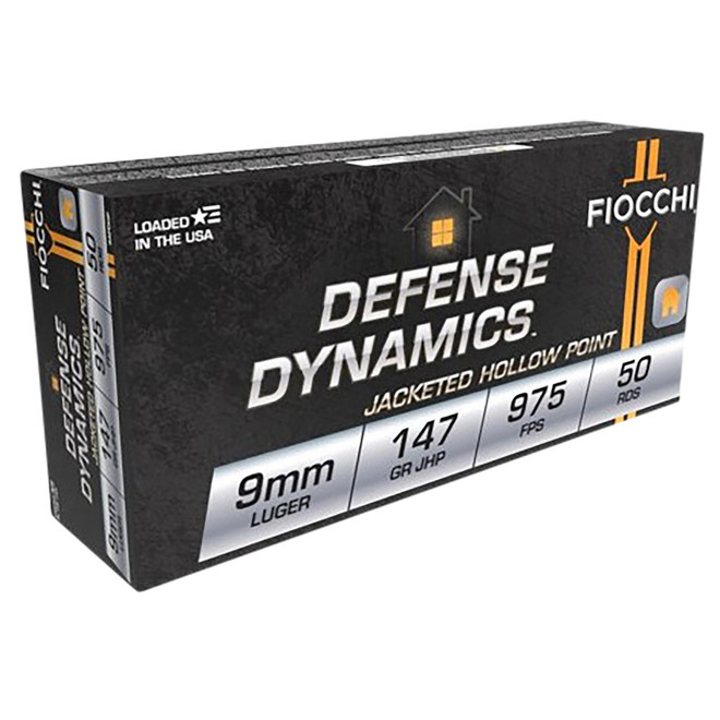 Fiocchi 9APDHP Defense Dynamics 9mmLuger 147gr Jacketed Hollow Point 50 Per Box/20 Case