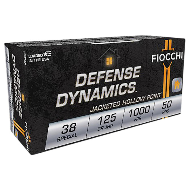 Fiocchi 38F Defense Dynamics 38Special 125gr Jacketed Hollow Point 50 Per Box/20 Case