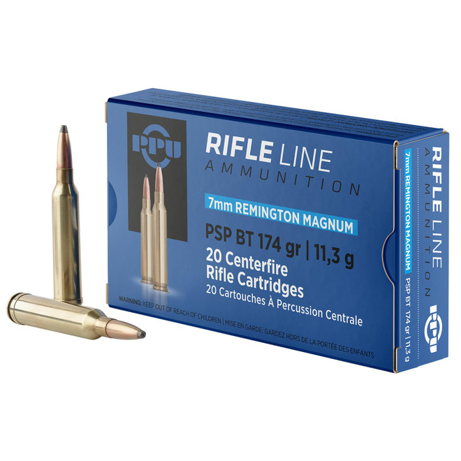 PPU PP7RM2 Standard Rifle 7mmRemMag 174gr Pointed Soft Point Boat Tail 20 Per Box/10 Case
