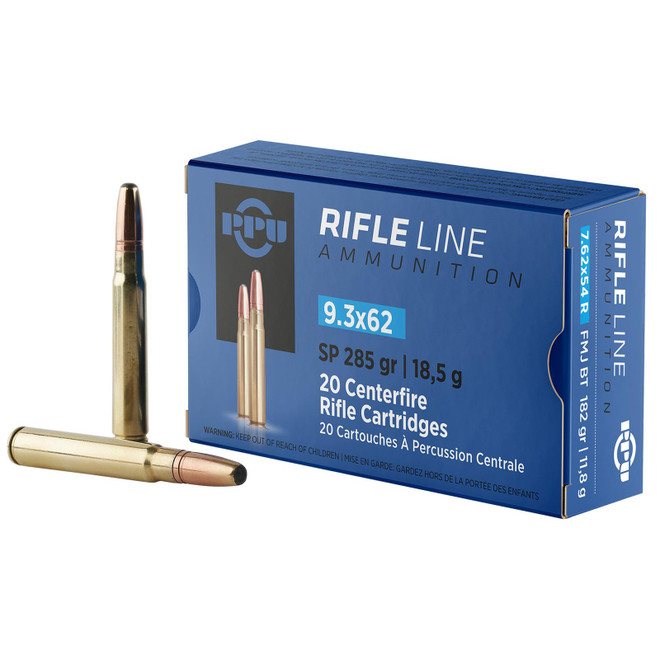 PPU PP9362 Metric Rifle 9.3mmx62Mauser 285gr Soft Point 20 Per Box/10 Case
