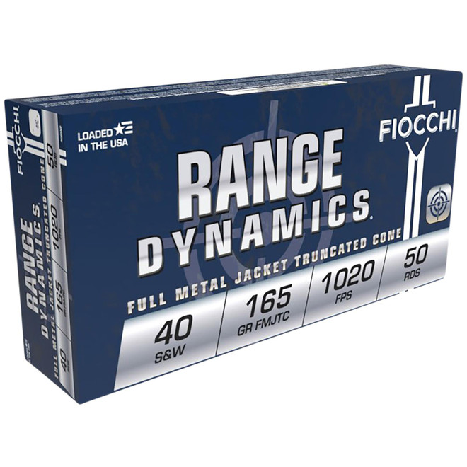 Fiocchi 40SWF Range Dynamics 40S&W 165gr Full Metal Jacket Truncated Cone 50 Per Box/20 Case