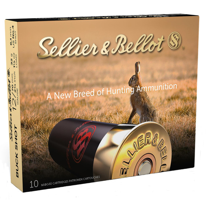 Sellier & Bellot SB12BSH Hunting 12Gauge 2.75" 21Pellets 1 1/8oz 4Buck Shot 10 Box/25 Case