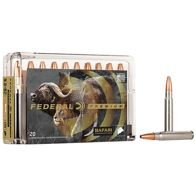Federal P9362SA Premium Safari Cape-Shok 9.3mmx62Mauser 286gr Swift A Frame 20 Per Box/10 Case