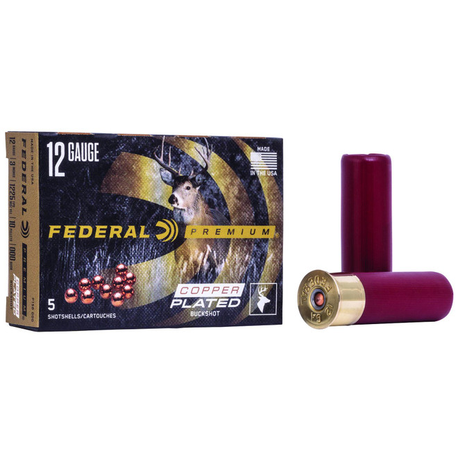 Federal P158000 Premium Magnum 12Gauge 3" 10Pellets 000BuckShot 5 Per Box/50 Case