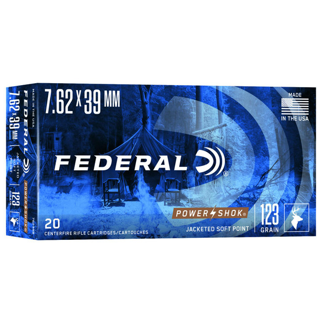 Federal 76239B Power-Shok 7.62x39mm 123gr Jacketed Soft Point 20 Per Box/10 Case