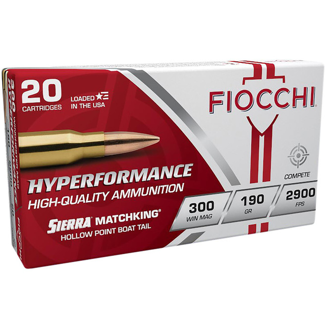 Fiocchi 300WMMKE Hyperformance Compete 300Win Mag 190gr Sierra MatchKing BTHP 20 Per Box/10 Case