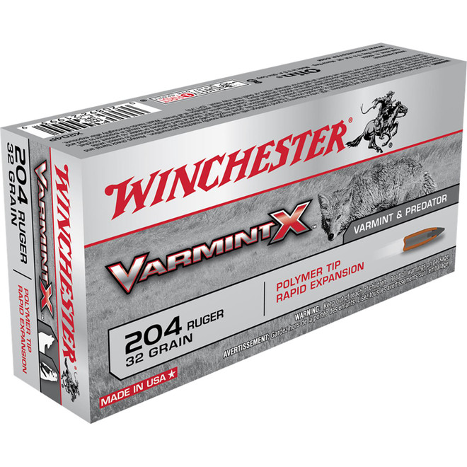 Winchester Ammo X204P Varmint X 204Ruger 32gr Polymer Tip Rapid Expansion 20 Per Box/10 Case