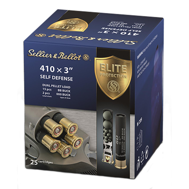 Sellier & Bellot SB410SDB Self Defense 410Gauge 3" 15Pellets 11/16oz 000Buck Shot 25 Box/20 Case