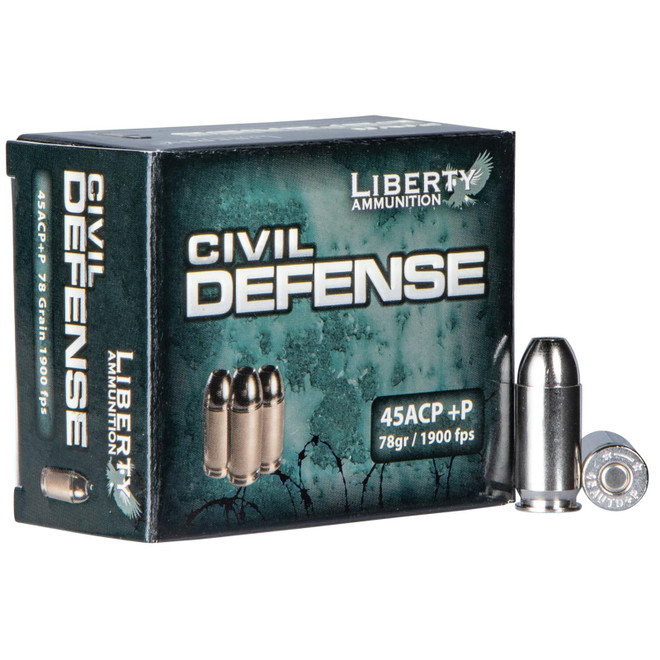 Liberty Ammunition LACD45013 Civil Defense 45ACP+P 78gr Lead Free Fragmenting Hollow Point 20 Per Box/50 Case