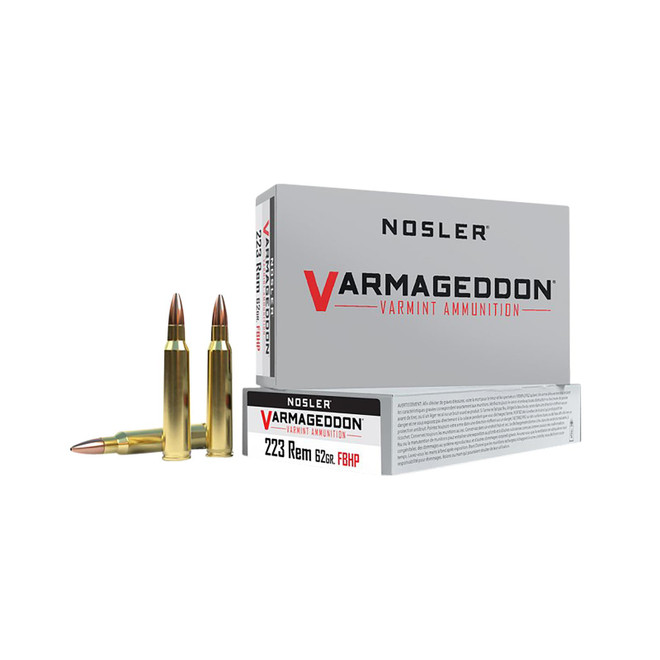 Nosler 40223 Varmageddon 223Rem 62gr Flat Base Hollow Point 20 Per Box/20 Case