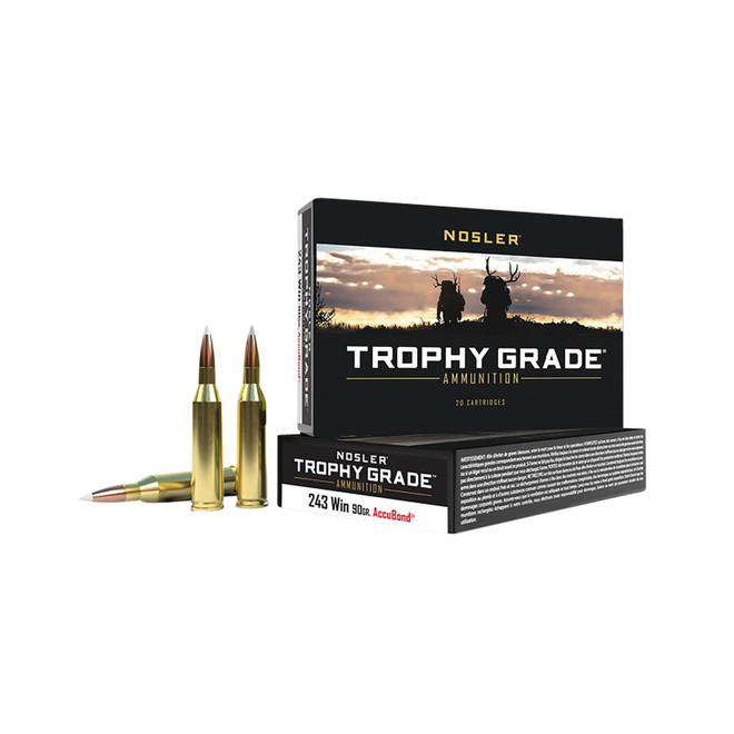 Nosler 48263 Trophy Grade 243Win 90gr Nosler AccuBond 20 Per Box/10 Case