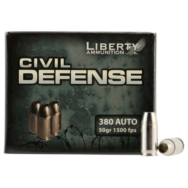 Liberty Ammunition LACD380023 Civil Defense 380ACP 50gr Lead Free Fragmenting Hollow Point 20 Per Box/50 Case