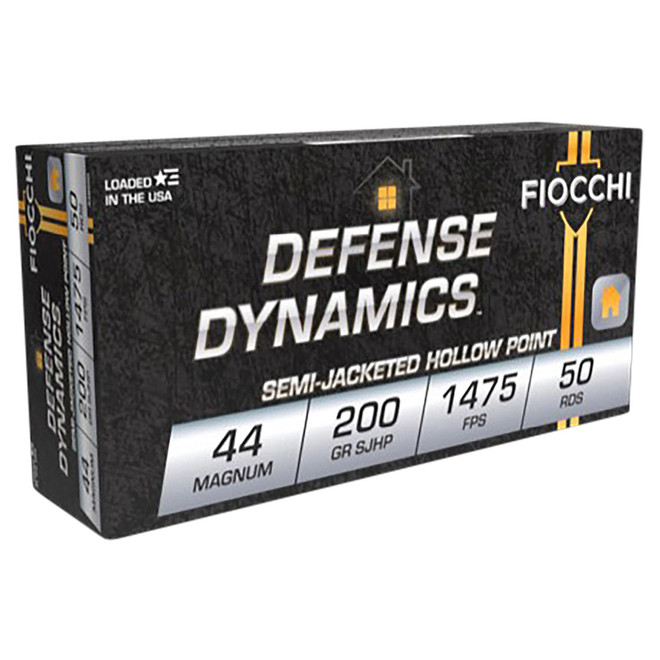 Fiocchi 44B500 Defense Dynamics 44RemMag 200gr Semi Jacketed Hollow Point 50 Per Box/10 Case