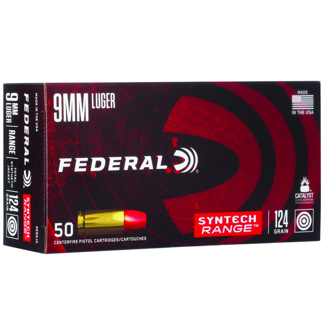 Federal AE9SJ2 American Eagle Syntech Range 9mmLuger 124gr Total Syntech Jacket Flat Nose 50 Per Box/10 Case