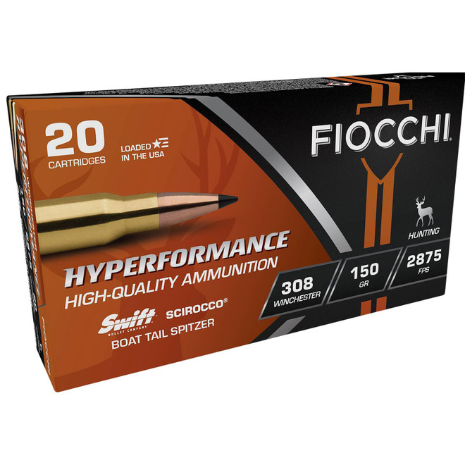 Fiocchi 308SCA Hyperformance 308Win 150gr Swift Scirocco II Bonded 20 Per Box/10 Case