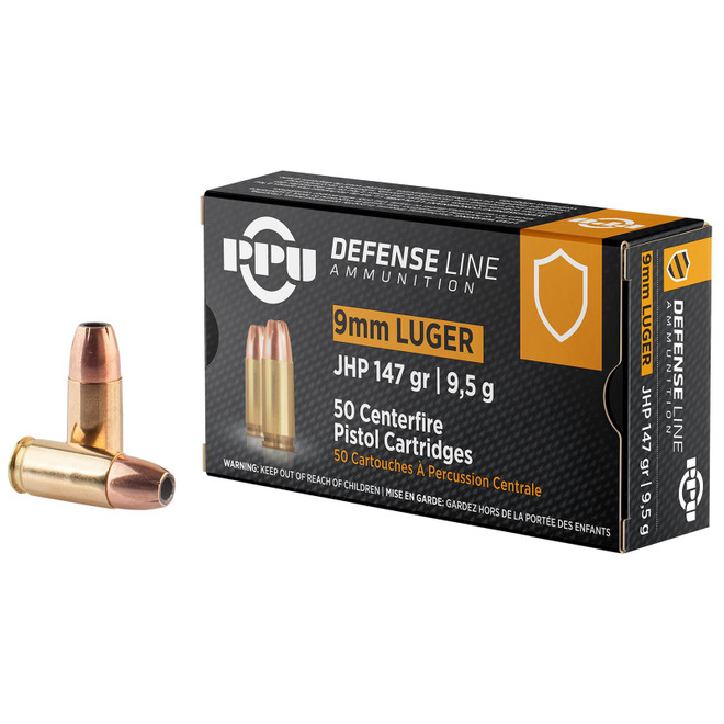 PPU PPD92 Defense 9mmLuger 147gr Jacketed Hollow Point 50 Per Box/20 Case