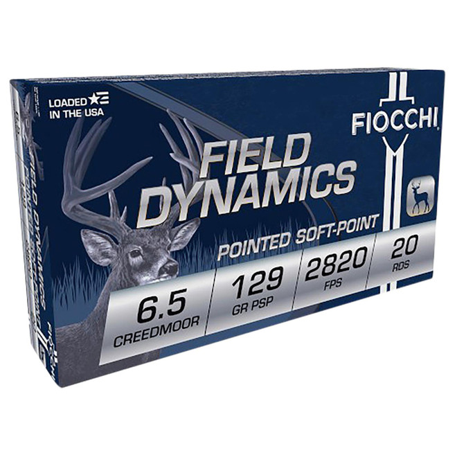 Fiocchi 65CMB Field Dynamics 6.5Creedmoor 129gr Pointed Soft Point 20 Per Box/10 Case