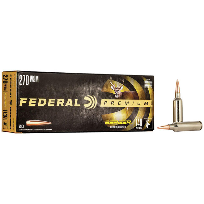 Federal P270WSMBCH1 Premium 270WSM 140gr Berger Hybrid Hunter 20 Per Box/10 Case