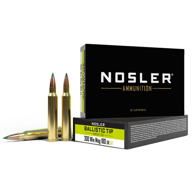 Nosler 40053 Ballistic Tip 300WinMag 180gr Spitzer Ballistic Tip 20 Per Box/10 Case