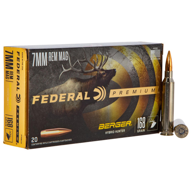 Federal PR7BCH1 Premium 7mmRemMag 168gr Berger Hybrid Hunter 20 Per Box/10 Case