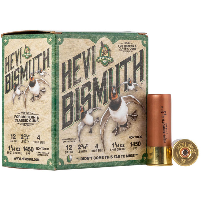 HEVI-Shot HS14704 HEVI-Bismuth 12Gauge 2.75" 1 1/4oz Bismuth 4Shot 25 Per Box/10 Case