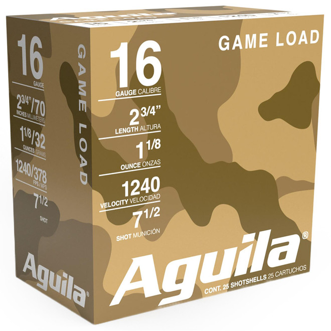 Aguila 1CHB1607 Game Load 16Gauge 2.75" 1 1/8oz 7.5Shot 25 Per Box/10 Case