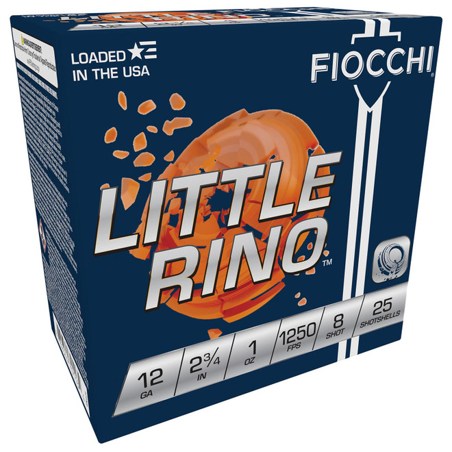 Fiocchi 12TX8 Exacta Target Little Rino 12Gauge 2.75" 1oz 8Shot 25 Per Box/10 Case
