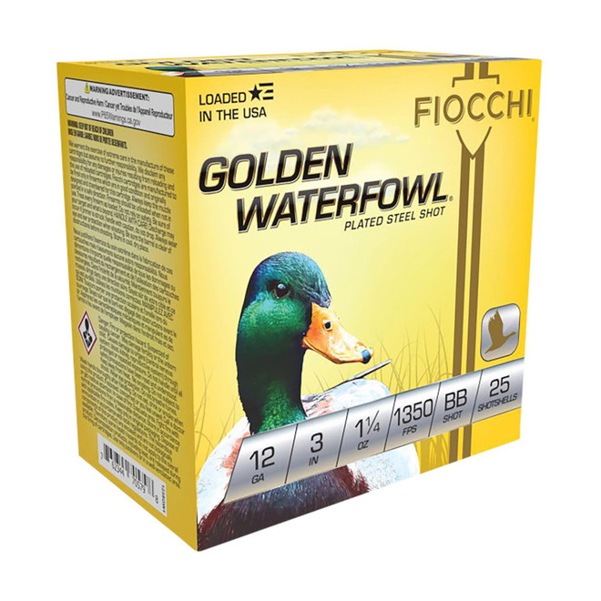 Fiocchi 123SGWBB Golden Waterfowl 12Gauge 3" 1 1/4oz BBShot 25 Per Box/10 Case