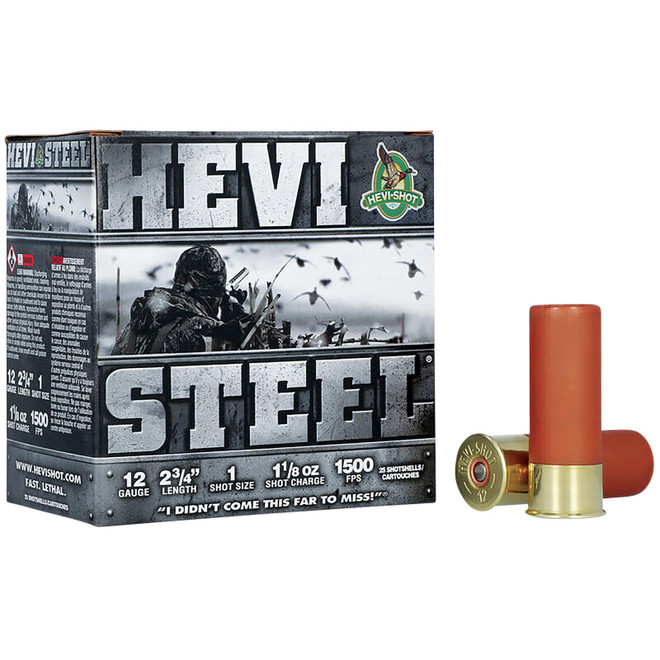 HEVI-Shot HS61221 HEVI-Steel 12Gauge 2.75" 1 1/8oz 1Shot 25 Per Box/10 Case