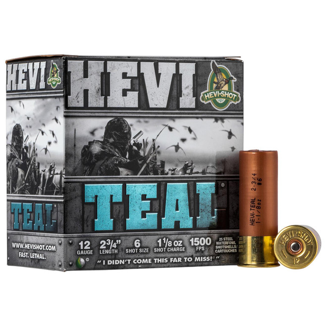 HEVI-Shot HS61226 HEVI-Teal 12Gauge 2.75" 1 1/8oz 6Shot 25 Per Box/10 Case