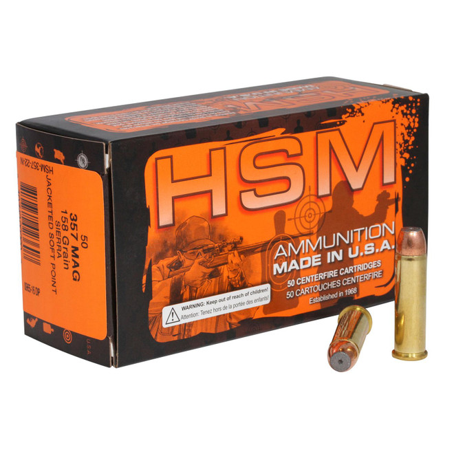 HSM 35722N Pro Pistol 357 Mag 158 gr Jacketed Soft Point 50 Per Box/ 10 Case