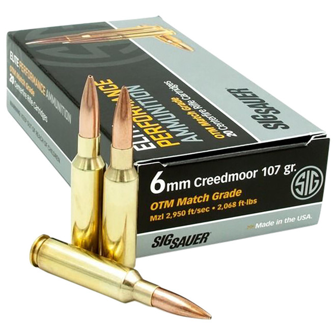 Sig Sauer E6MMCM220 Marksman Elite 6mm Creedmoor 107 gr Open Tip Match 20 Per Box/ 10 Case